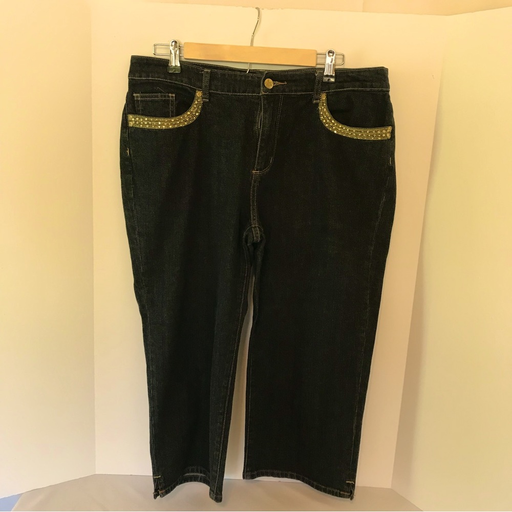 Chico’s Platinum size M Dark blue cropped Cotton/spandex jeans pocket bling
